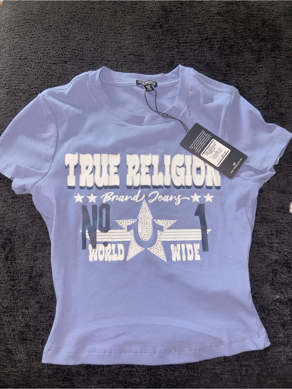 True Religion Womens Lavender Graphic Logo Tee